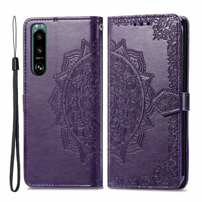 Embossed Mandala Flower Wallet Stand Design Leather Case for Sony Xperia 5 III 5G