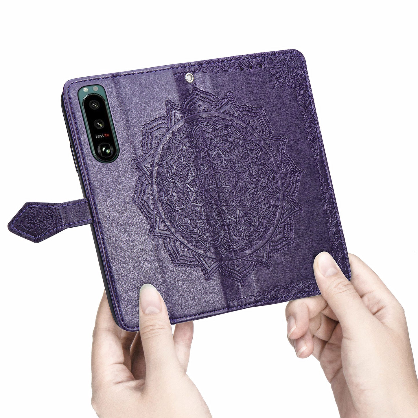 Embossed Mandala Flower Wallet Stand Design Leather Case for Sony Xperia 5 III 5G