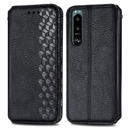 Fashionable Auto-absorbed Rhombus Texture PU Leather Wallet Phone Stand Design Cover for Sony Xperia 5 III 5G
