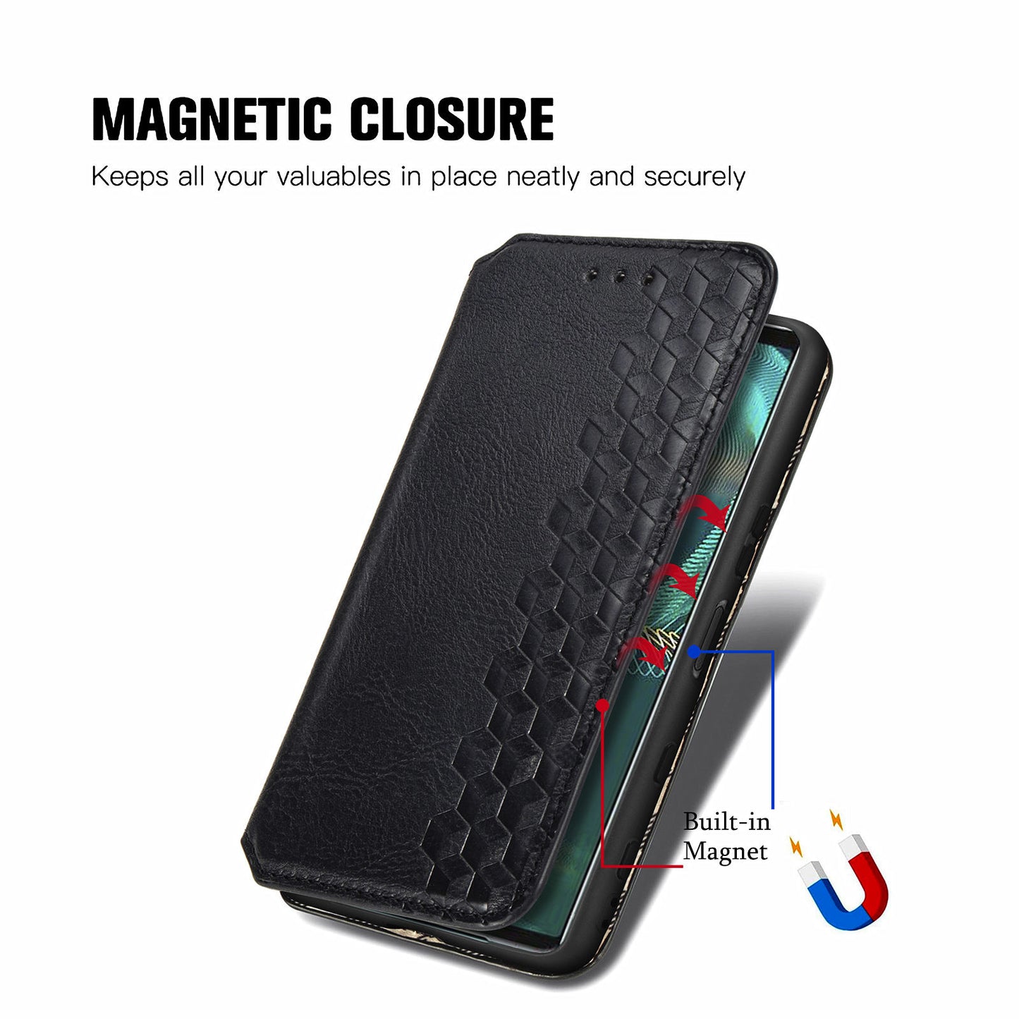 Fashionable Auto-absorbed Rhombus Texture PU Leather Wallet Phone Stand Design Cover for Sony Xperia 5 III 5G