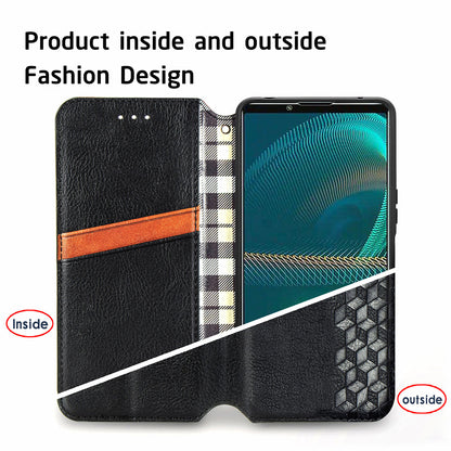 Fashionable Auto-absorbed Rhombus Texture PU Leather Wallet Phone Stand Design Cover for Sony Xperia 5 III 5G