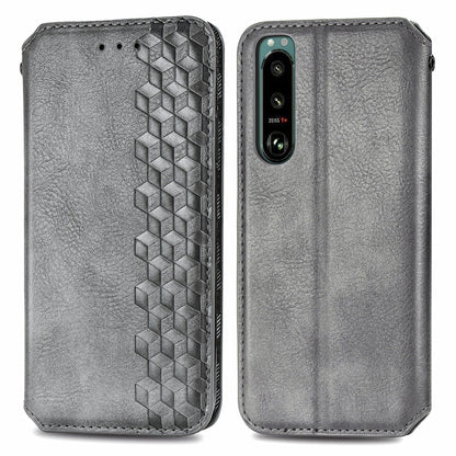 Fashionable Auto-absorbed Rhombus Texture PU Leather Wallet Phone Stand Design Cover for Sony Xperia 5 III 5G