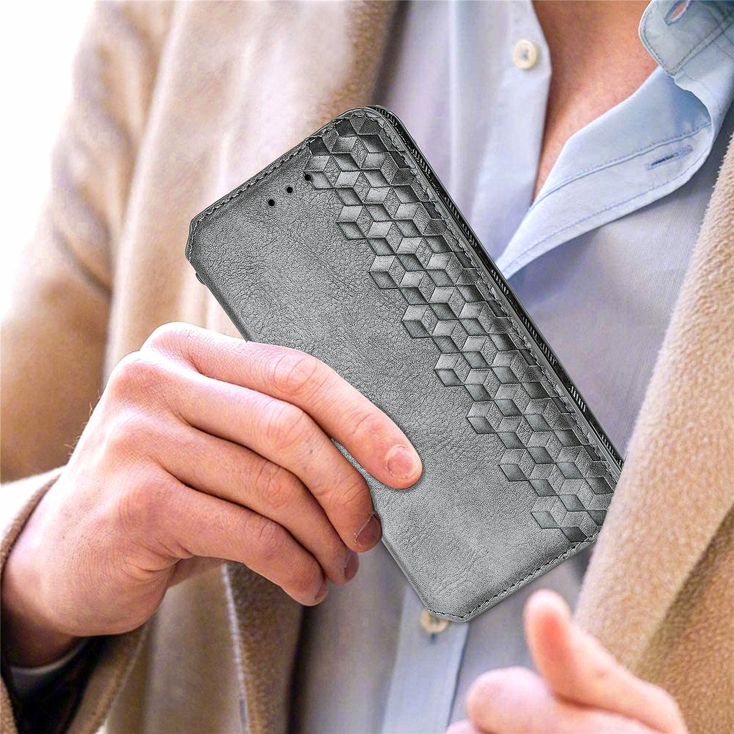 Fashionable Auto-absorbed Rhombus Texture PU Leather Wallet Phone Stand Design Cover for Sony Xperia 5 III 5G