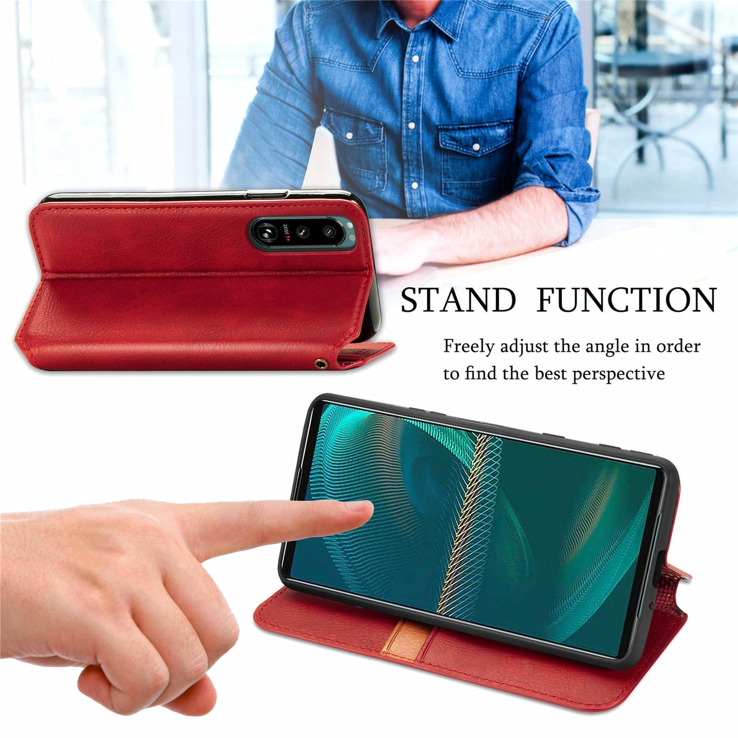 Fashionable Auto-absorbed Rhombus Texture PU Leather Wallet Phone Stand Design Cover for Sony Xperia 5 III 5G