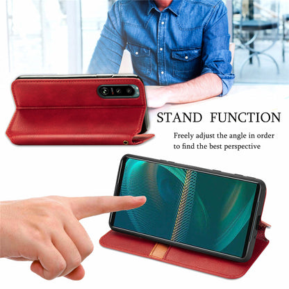 Fashionable Auto-absorbed Rhombus Texture PU Leather Wallet Phone Stand Design Cover for Sony Xperia 5 III 5G
