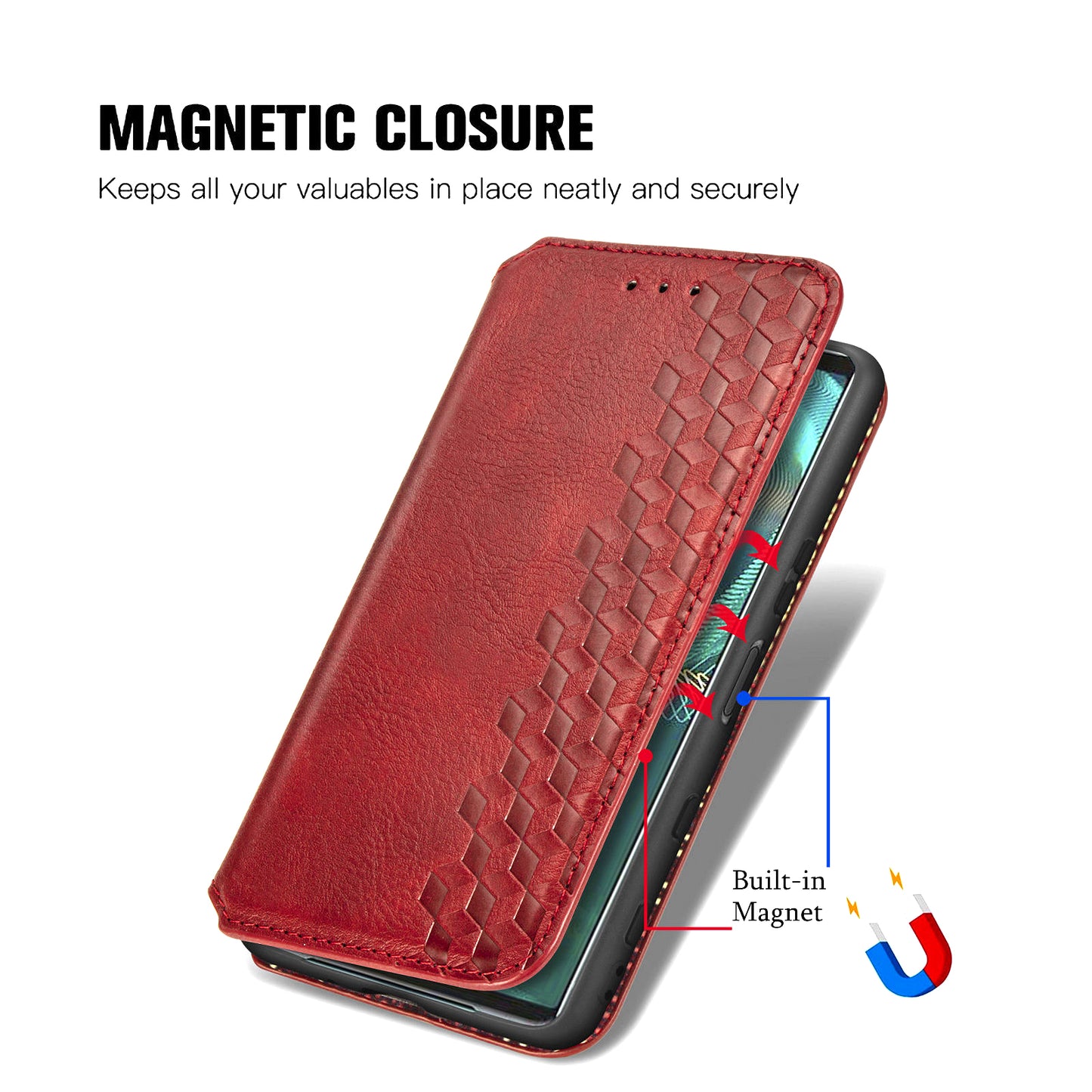 Fashionable Auto-absorbed Rhombus Texture PU Leather Wallet Phone Stand Design Cover for Sony Xperia 5 III 5G