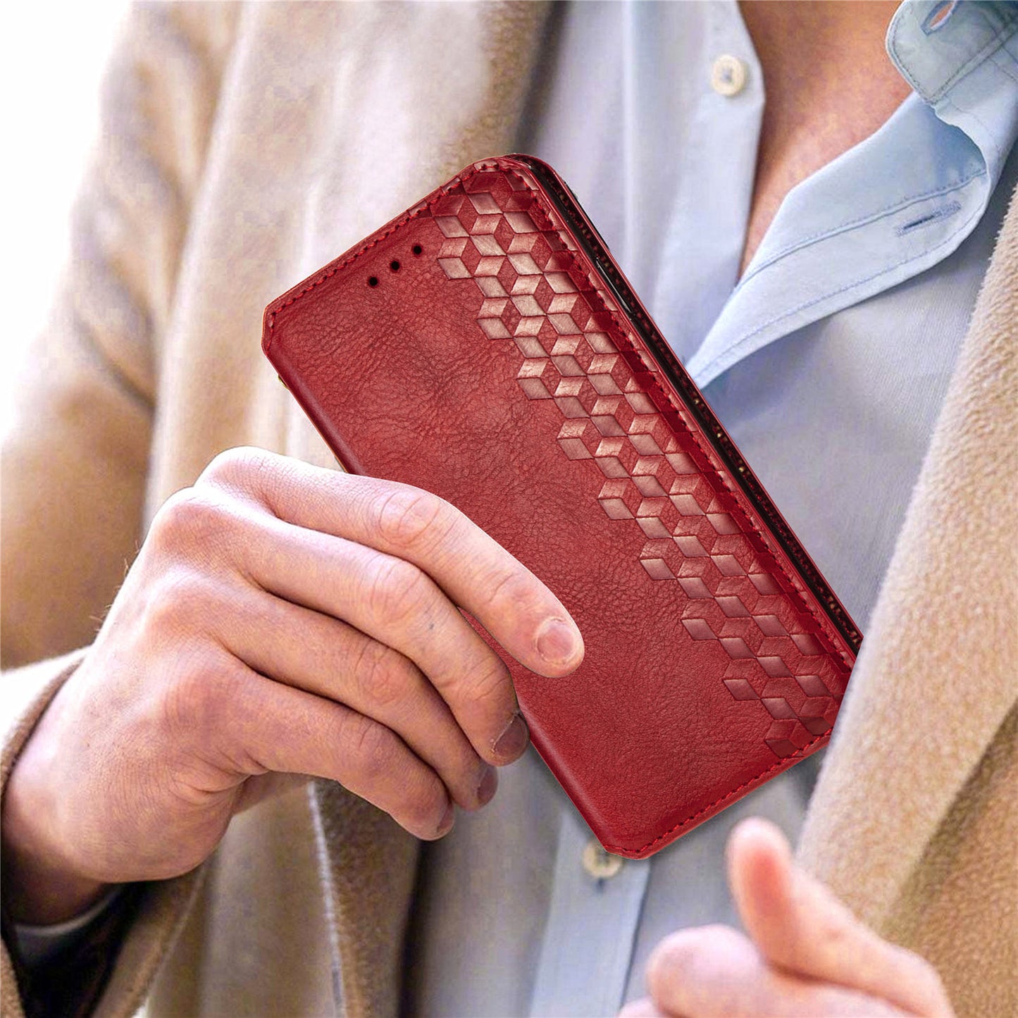 Fashionable Auto-absorbed Rhombus Texture PU Leather Wallet Phone Stand Design Cover for Sony Xperia 5 III 5G