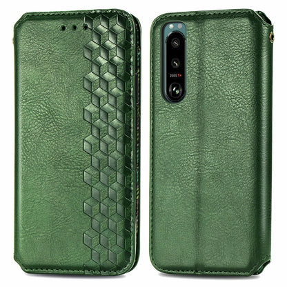 Fashionable Auto-absorbed Rhombus Texture PU Leather Wallet Phone Stand Design Cover for Sony Xperia 5 III 5G