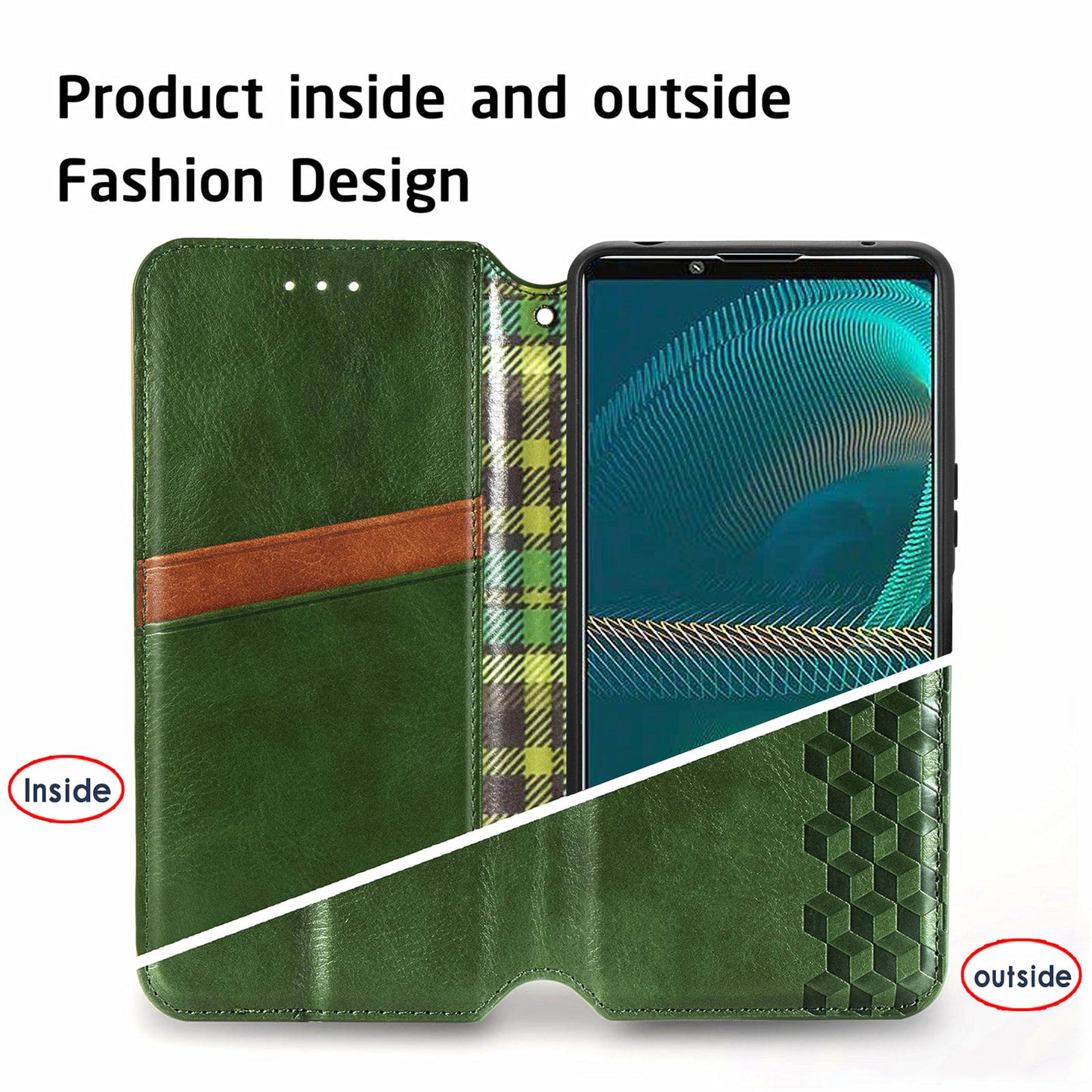 Fashionable Auto-absorbed Rhombus Texture PU Leather Wallet Phone Stand Design Cover for Sony Xperia 5 III 5G