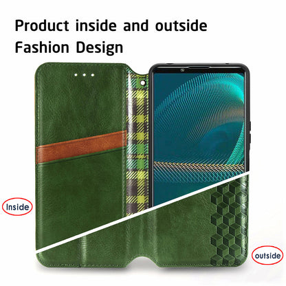 Fashionable Auto-absorbed Rhombus Texture PU Leather Wallet Phone Stand Design Cover for Sony Xperia 5 III 5G