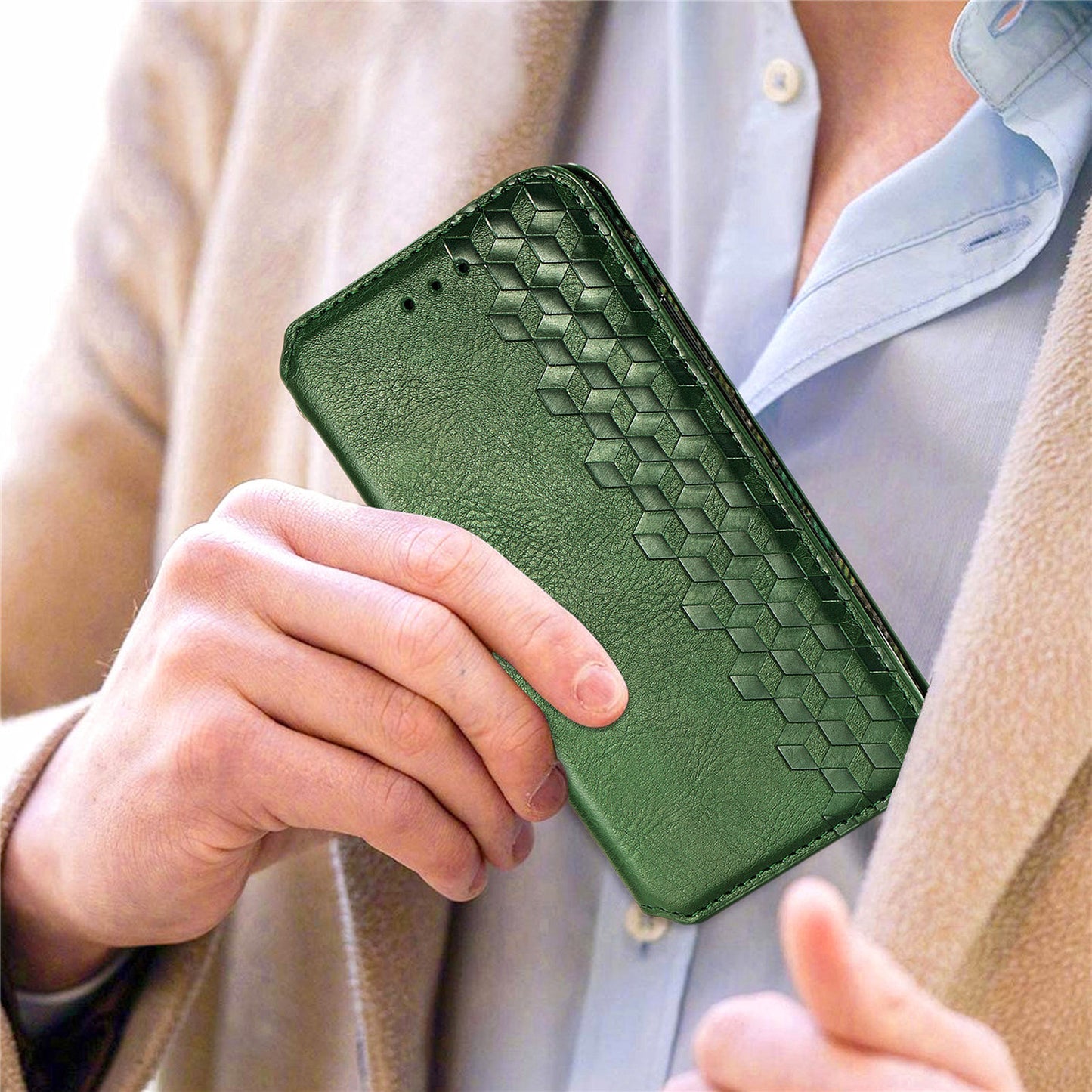 Fashionable Auto-absorbed Rhombus Texture PU Leather Wallet Phone Stand Design Cover for Sony Xperia 5 III 5G
