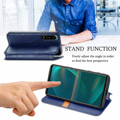 Fashionable Auto-absorbed Rhombus Texture PU Leather Wallet Phone Stand Design Cover for Sony Xperia 5 III 5G