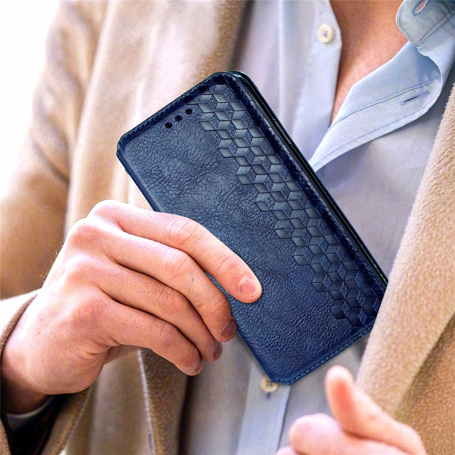Fashionable Auto-absorbed Rhombus Texture PU Leather Wallet Phone Stand Design Cover for Sony Xperia 5 III 5G