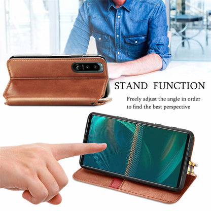 Fashionable Auto-absorbed Rhombus Texture PU Leather Wallet Phone Stand Design Cover for Sony Xperia 5 III 5G