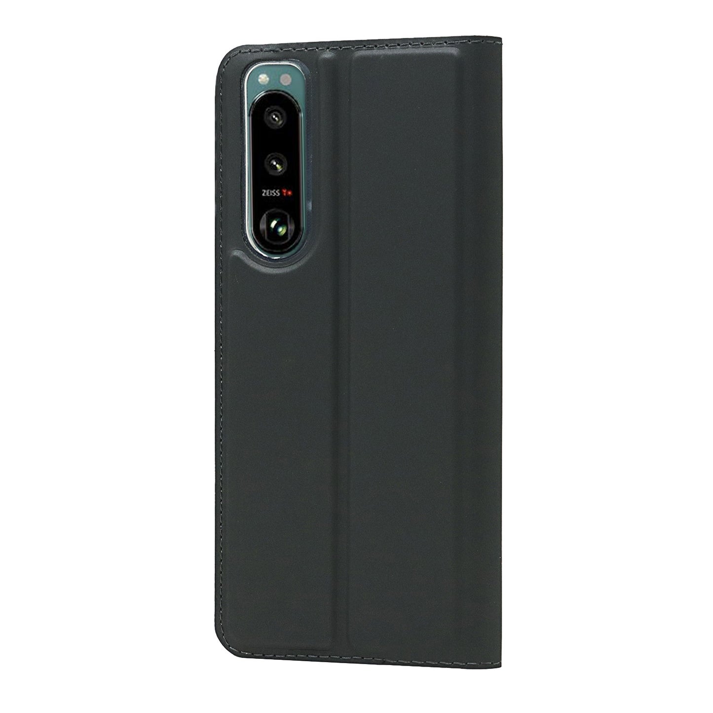 Auto-absorbed PU Leather Coated TPU Phone Case Cover with Stand and Card Slot for Sony Xperia 5 III 5G