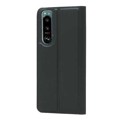 Auto-absorbed PU Leather Coated TPU Phone Case Cover with Stand and Card Slot for Sony Xperia 5 III 5G