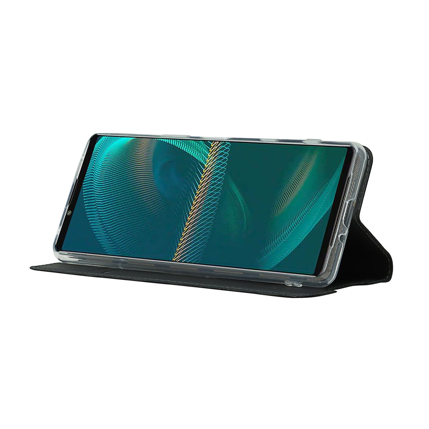 Auto-absorbed PU Leather Coated TPU Phone Case Cover with Stand and Card Slot for Sony Xperia 5 III 5G