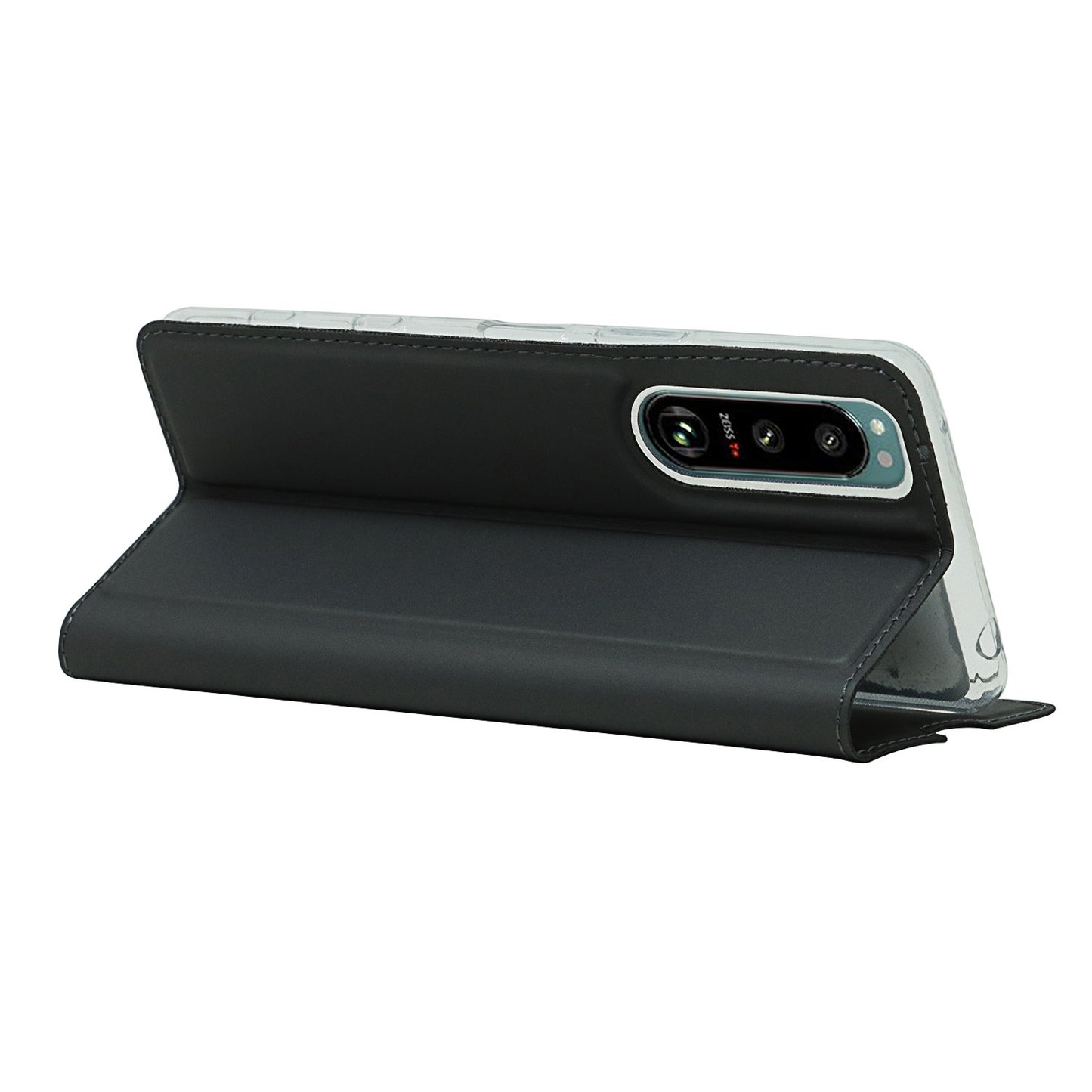 Auto-absorbed PU Leather Coated TPU Phone Case Cover with Stand and Card Slot for Sony Xperia 5 III 5G