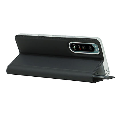 Auto-absorbed PU Leather Coated TPU Phone Case Cover with Stand and Card Slot for Sony Xperia 5 III 5G