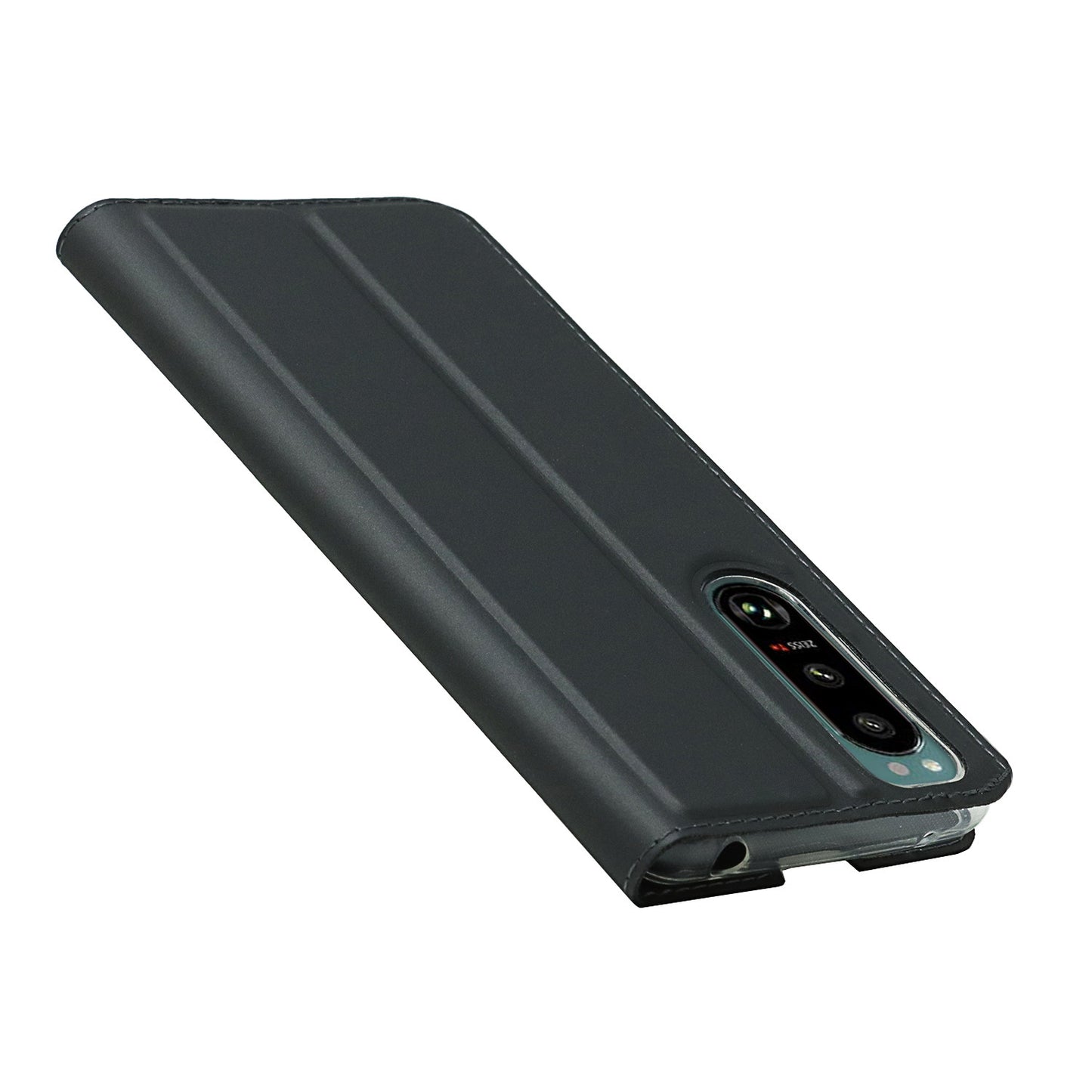 Auto-absorbed PU Leather Coated TPU Phone Case Cover with Stand and Card Slot for Sony Xperia 5 III 5G