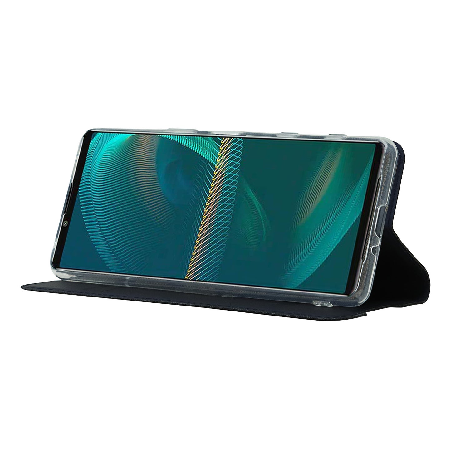 Auto-absorbed PU Leather Coated TPU Phone Case Cover with Stand and Card Slot for Sony Xperia 5 III 5G
