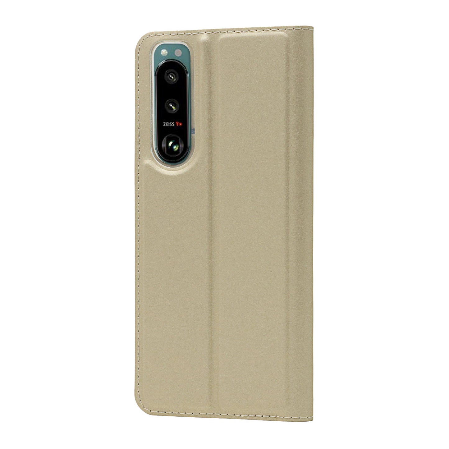 Auto-absorbed PU Leather Coated TPU Phone Case Cover with Stand and Card Slot for Sony Xperia 5 III 5G