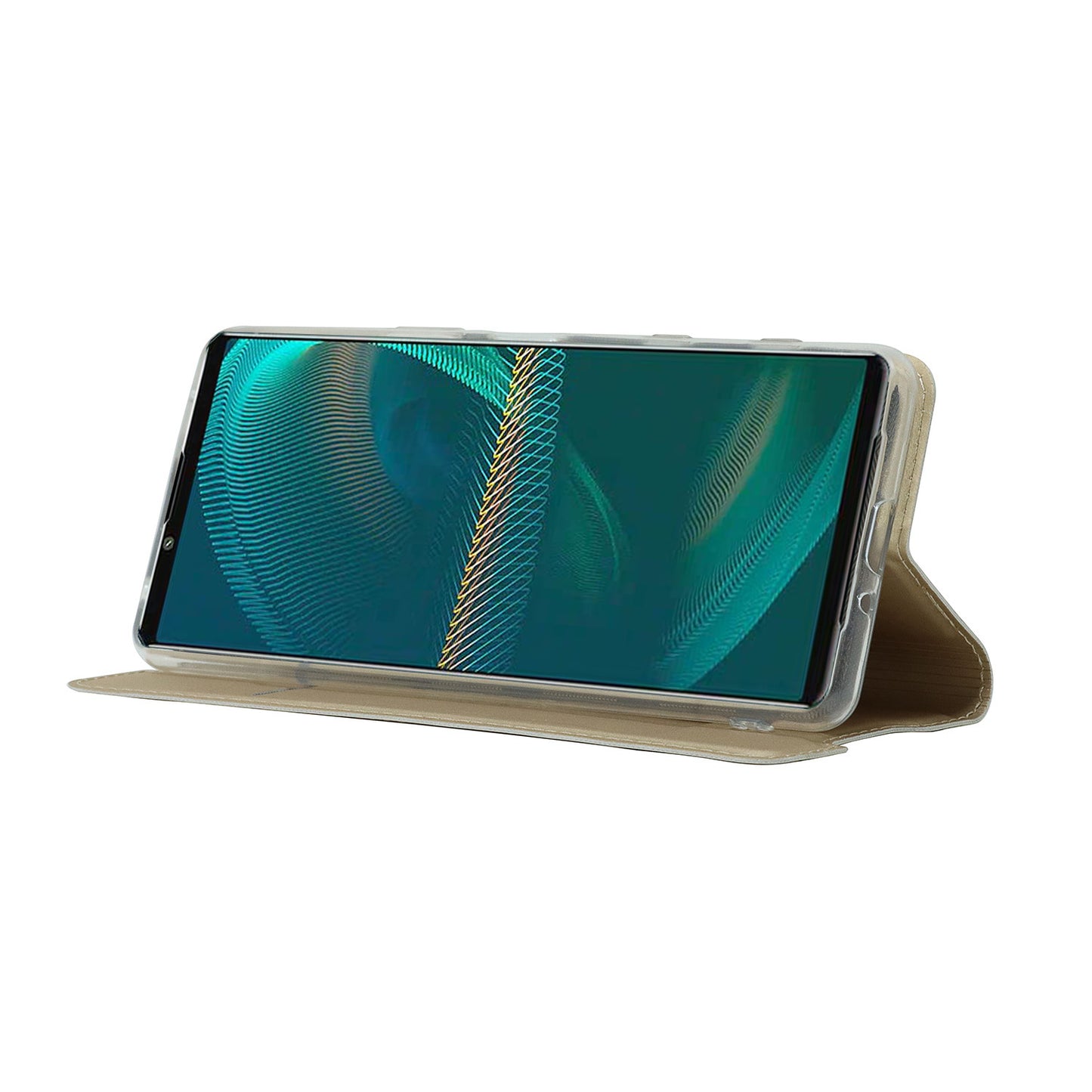 Auto-absorbed PU Leather Coated TPU Phone Case Cover with Stand and Card Slot for Sony Xperia 5 III 5G