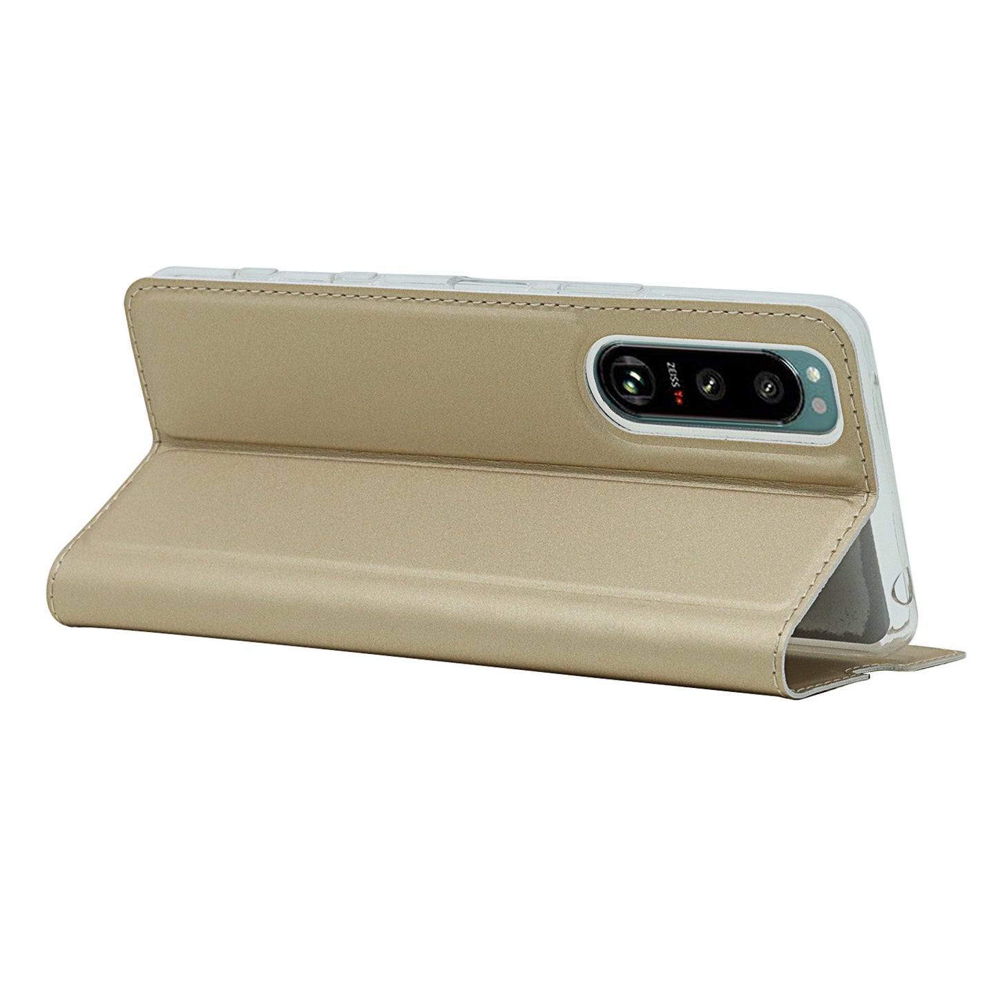 Auto-absorbed PU Leather Coated TPU Phone Case Cover with Stand and Card Slot for Sony Xperia 5 III 5G
