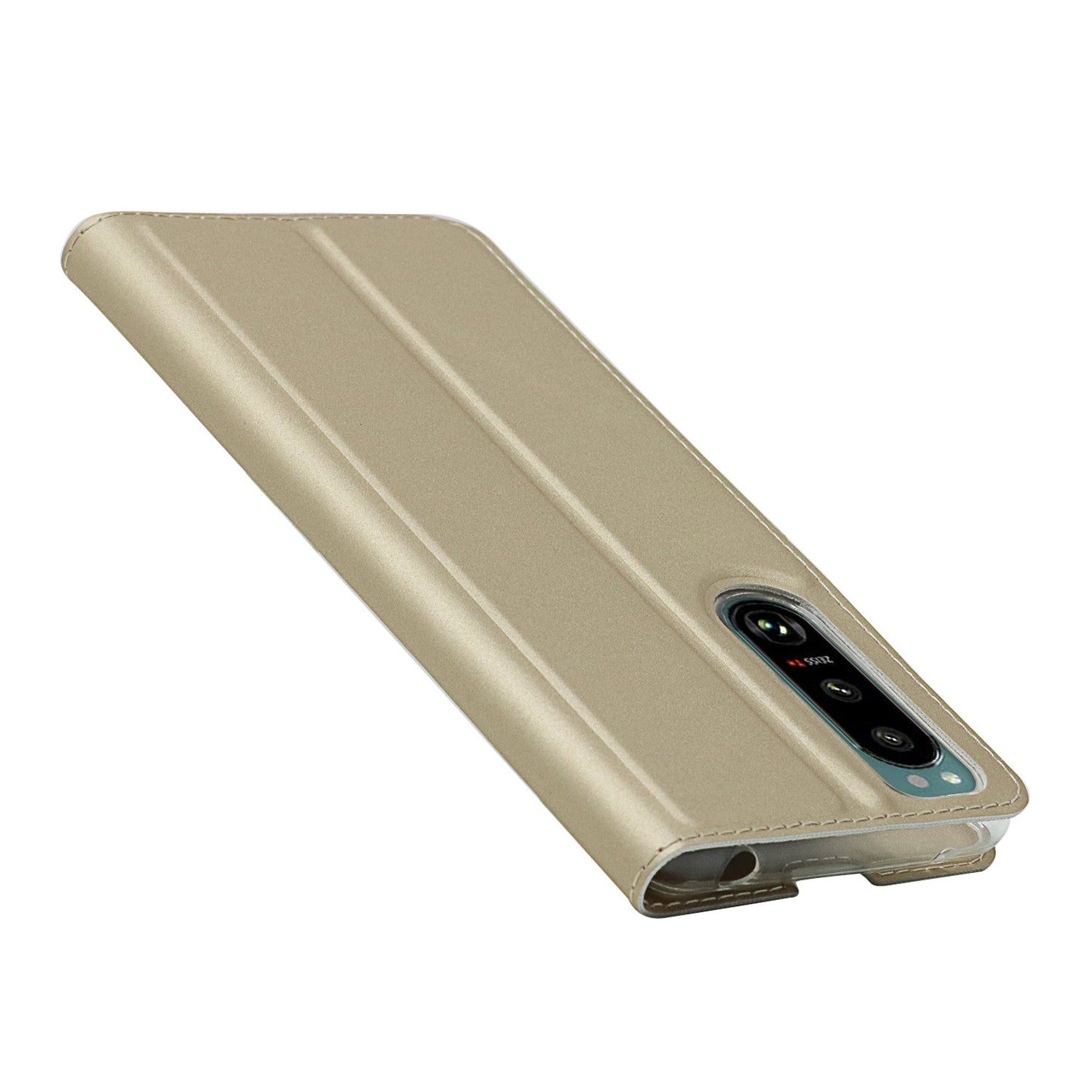 Auto-absorbed PU Leather Coated TPU Phone Case Cover with Stand and Card Slot for Sony Xperia 5 III 5G