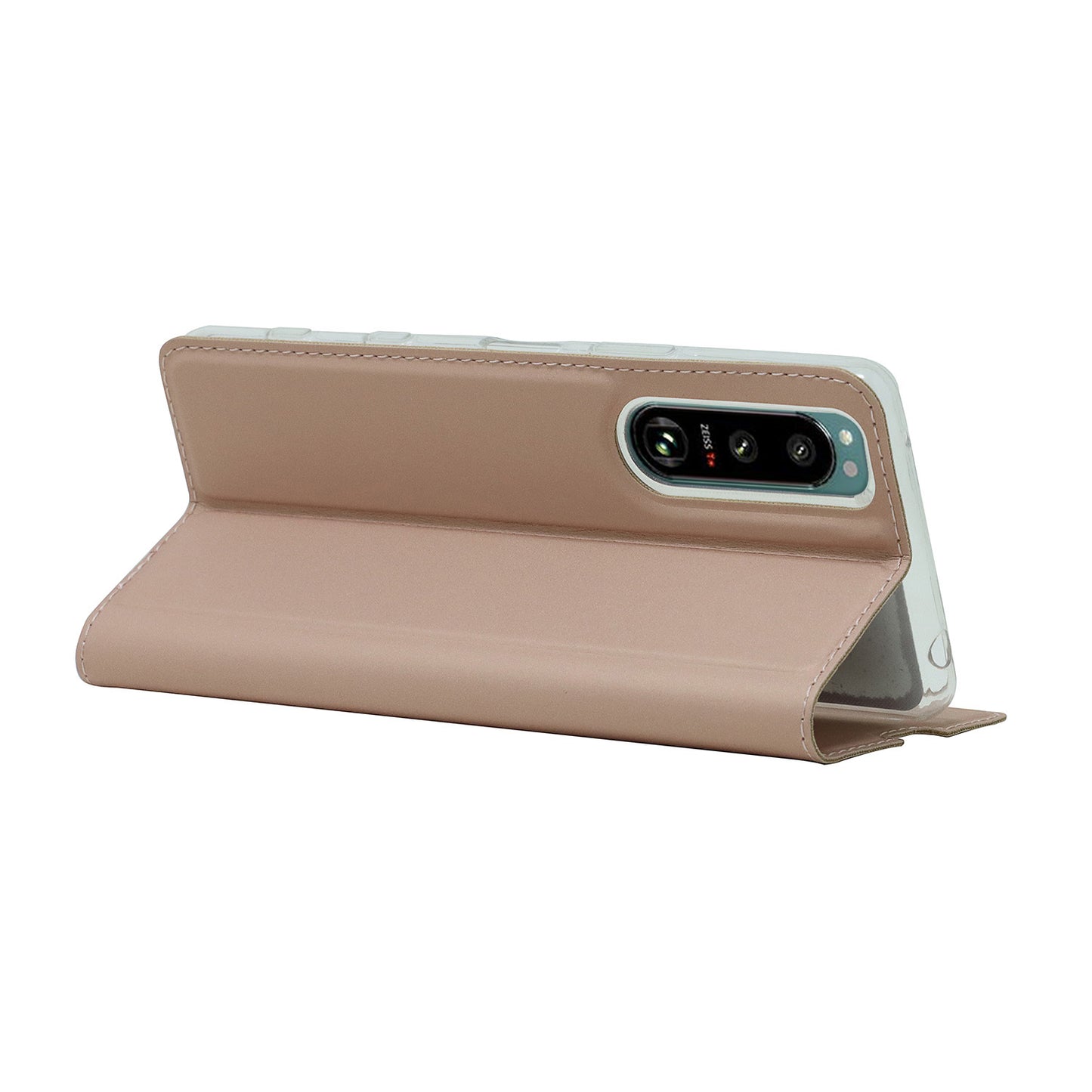 Auto-absorbed PU Leather Coated TPU Phone Case Cover with Stand and Card Slot for Sony Xperia 5 III 5G