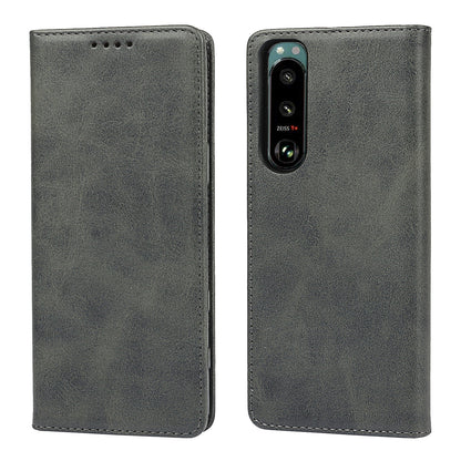 Wallet Design Auto-absorbed Magnet Leather Stand Case for Sony Xperia 5 III 5G