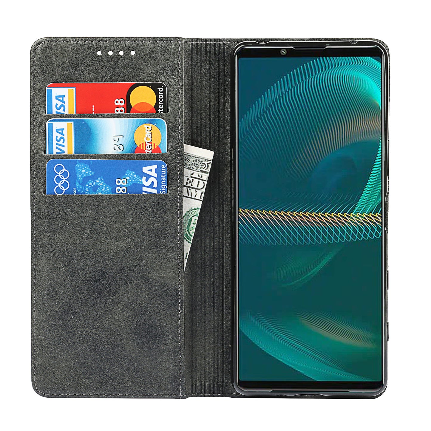 Wallet Design Auto-absorbed Magnet Leather Stand Case for Sony Xperia 5 III 5G