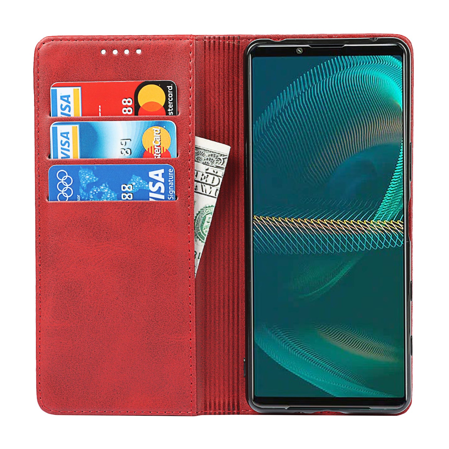 Wallet Design Auto-absorbed Magnet Leather Stand Case for Sony Xperia 5 III 5G