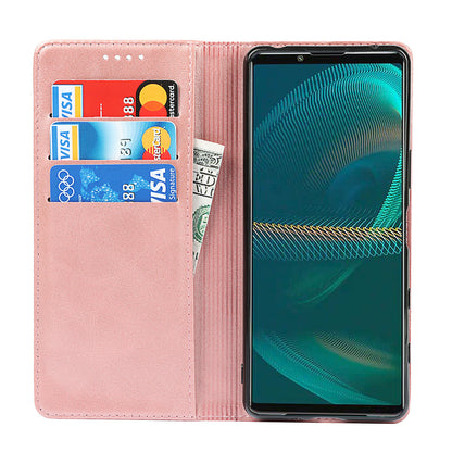 Wallet Design Auto-absorbed Magnet Leather Stand Case for Sony Xperia 5 III 5G