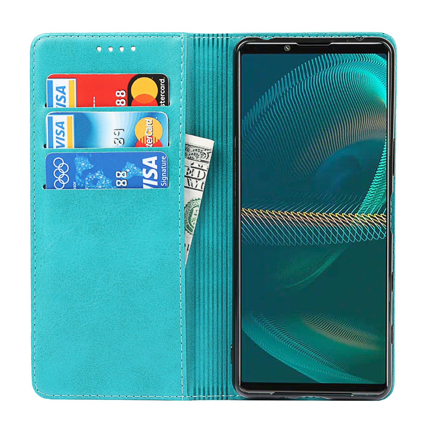 Wallet Design Auto-absorbed Magnet Leather Stand Case for Sony Xperia 5 III 5G