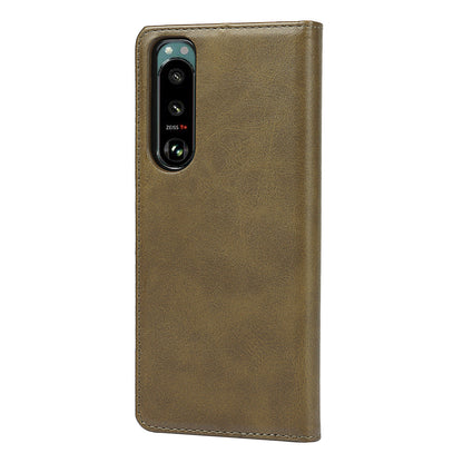Wallet Design Auto-absorbed Magnet Leather Stand Case for Sony Xperia 5 III 5G