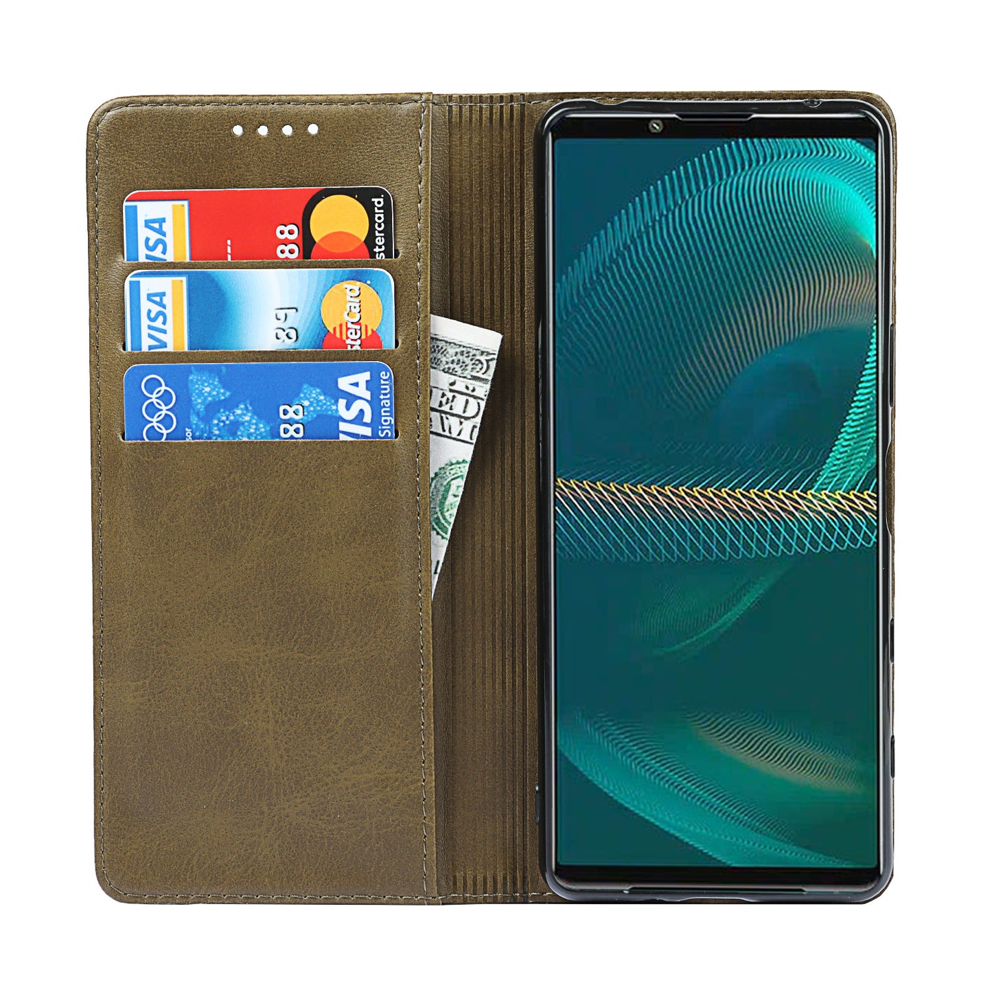 Wallet Design Auto-absorbed Magnet Leather Stand Case for Sony Xperia 5 III 5G