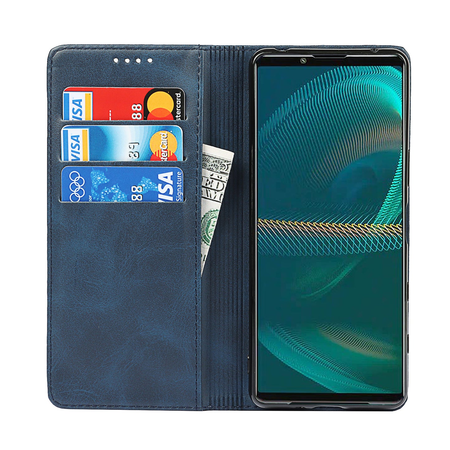 Wallet Design Auto-absorbed Magnet Leather Stand Case for Sony Xperia 5 III 5G