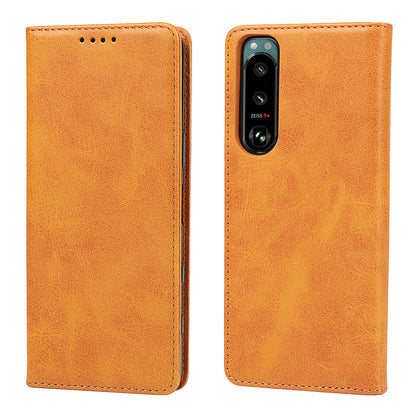 Wallet Design Auto-absorbed Magnet Leather Stand Case for Sony Xperia 5 III 5G