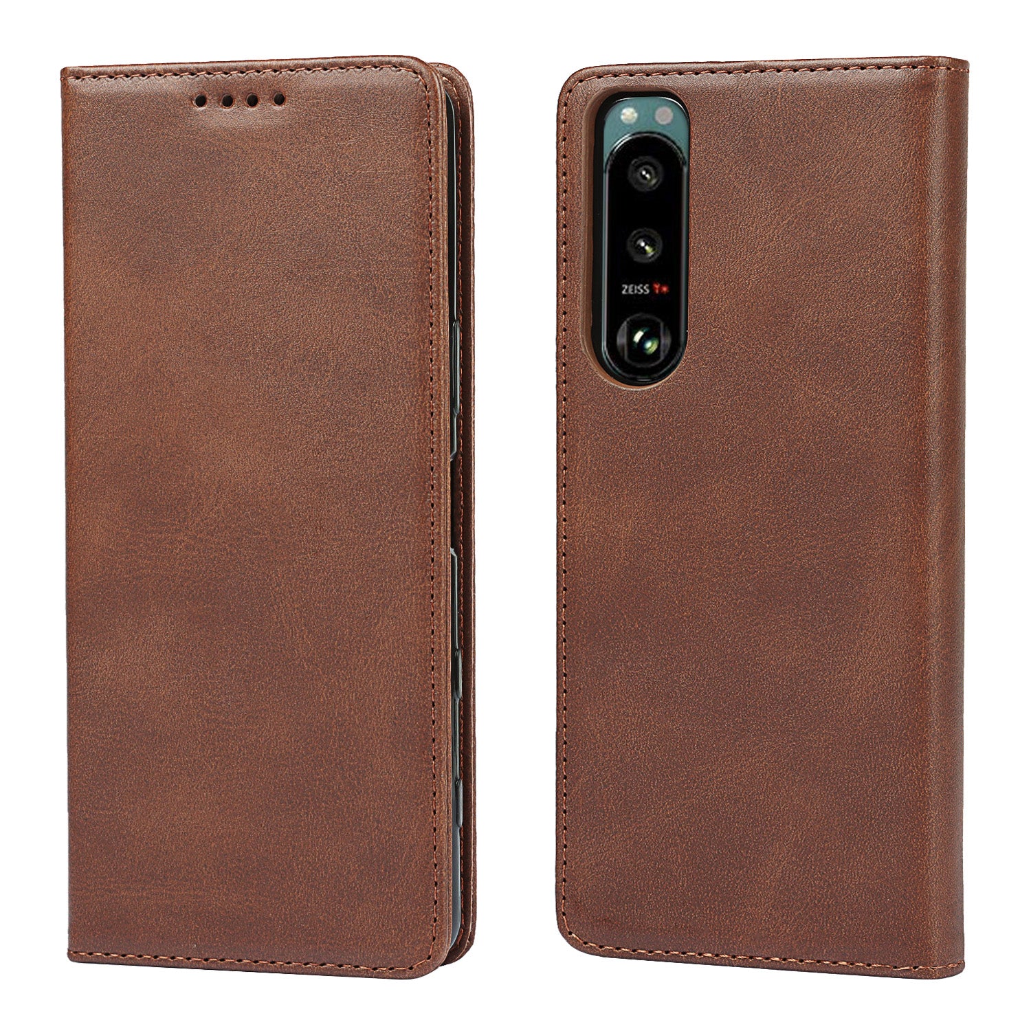 Wallet Design Auto-absorbed Magnet Leather Stand Case for Sony Xperia 5 III 5G