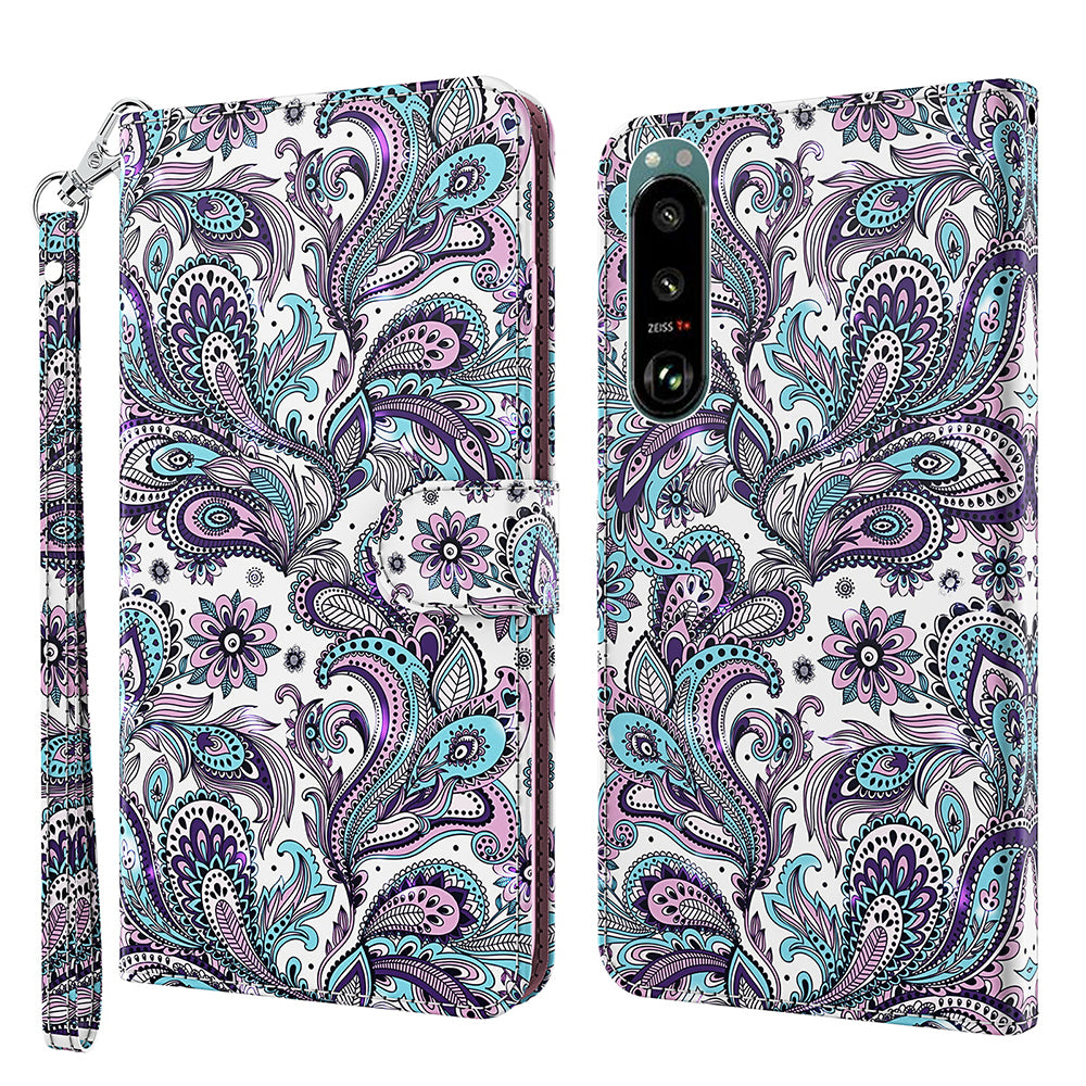 Pattern Printing Wallet Leather Phone Cover for Sony Xperia 5 III 5G