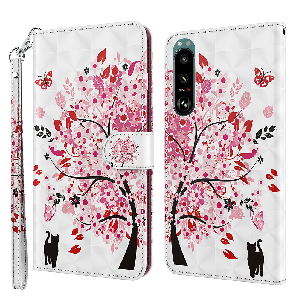 Pattern Printing Wallet Leather Phone Cover for Sony Xperia 5 III 5G