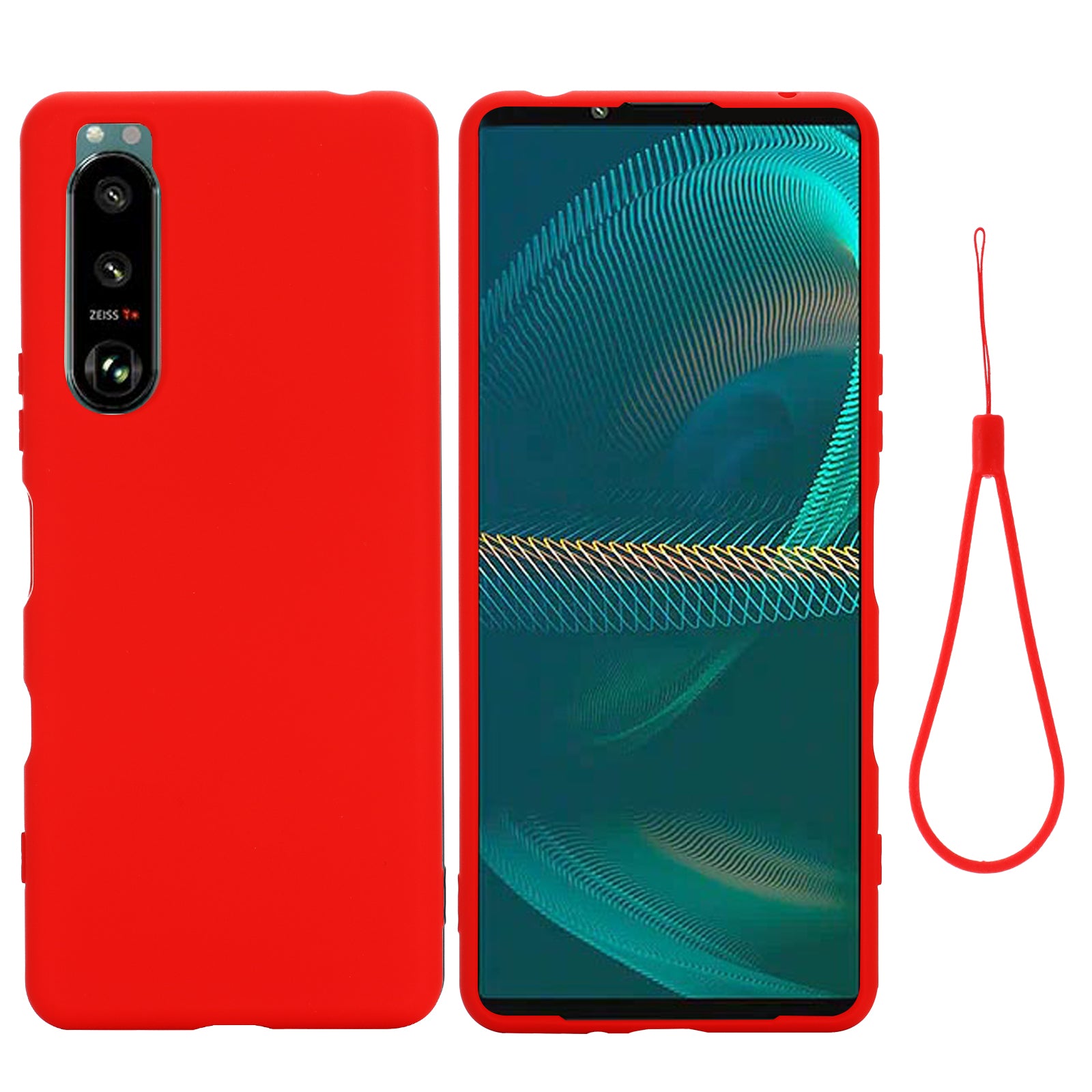 Slim Liquid Silicone Gel Rubber Full Body Protection Cover Case with Strap for Sony Xperia 5 III 5G