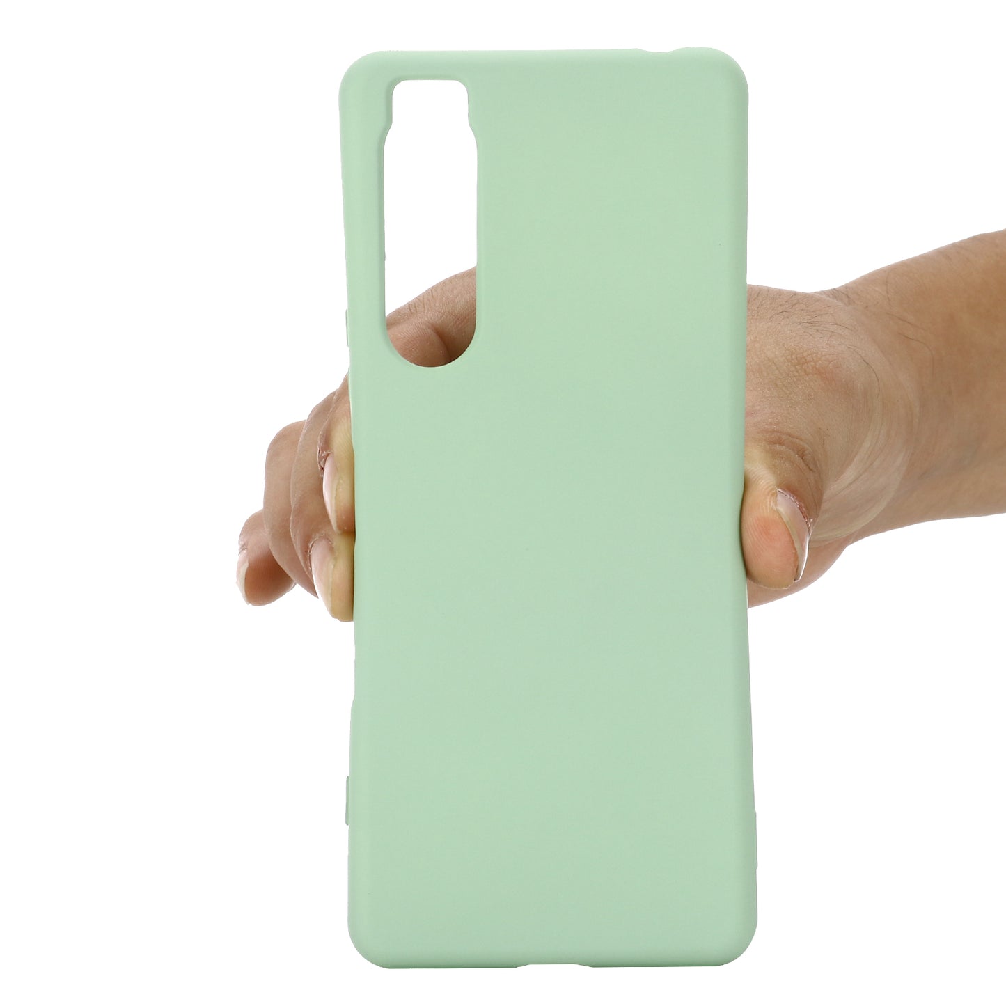Slim Liquid Silicone Gel Rubber Full Body Protection Cover Case with Strap for Sony Xperia 5 III 5G