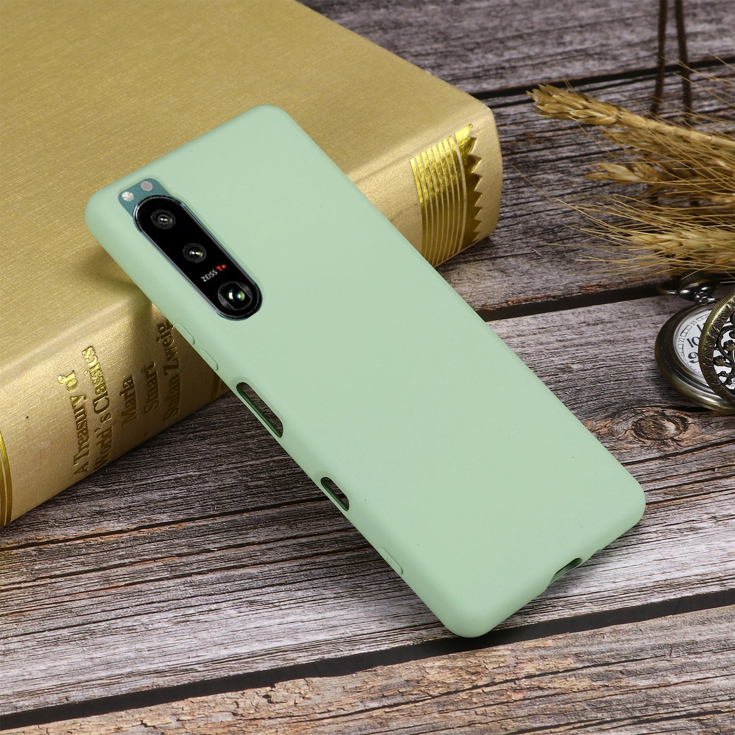 Slim Liquid Silicone Gel Rubber Full Body Protection Cover Case with Strap for Sony Xperia 5 III 5G