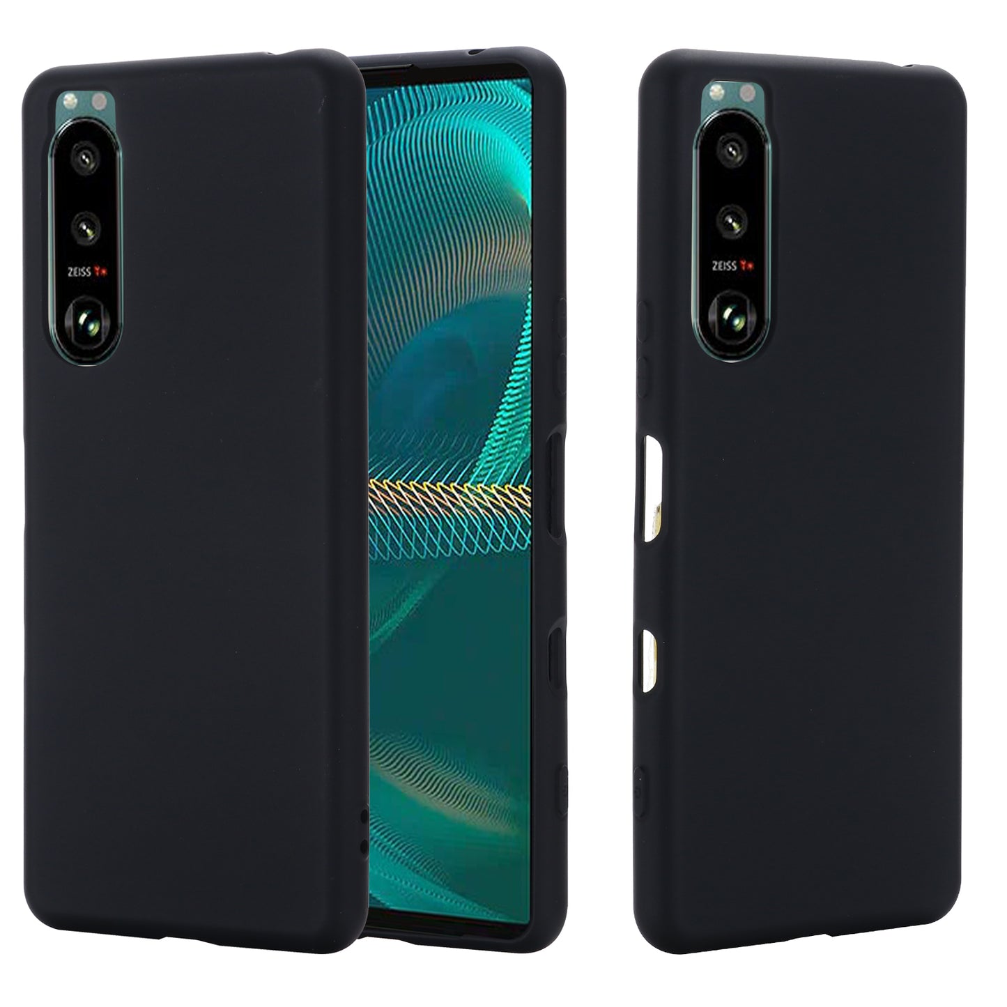Slim Liquid Silicone Gel Rubber Full Body Protection Cover Case with Strap for Sony Xperia 5 III 5G