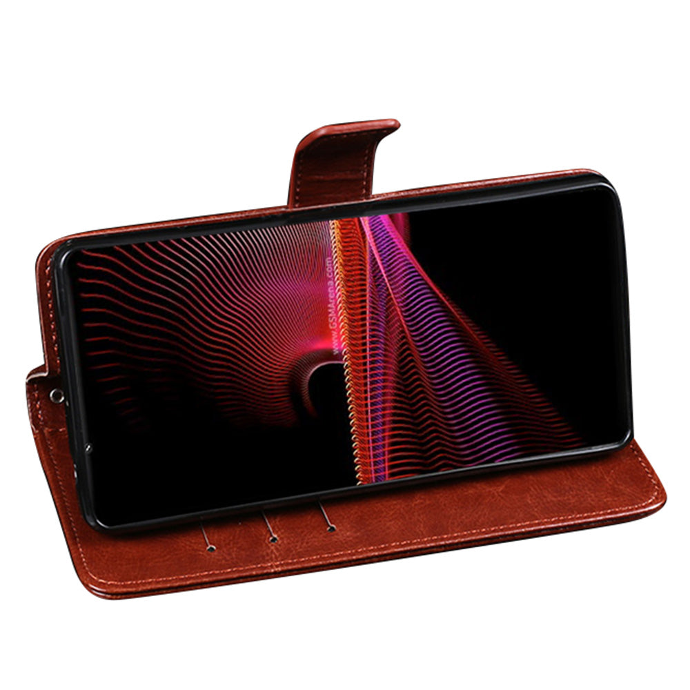 IDEWEI Crazy Horse Texture PU Leather Wallet Stand Case Phone Shell for Sony Xperia 5 III 5G