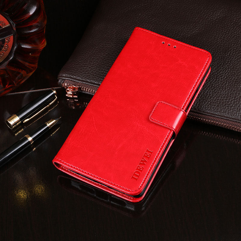 IDEWEI Crazy Horse Texture PU Leather Wallet Stand Case Phone Shell for Sony Xperia 5 III 5G