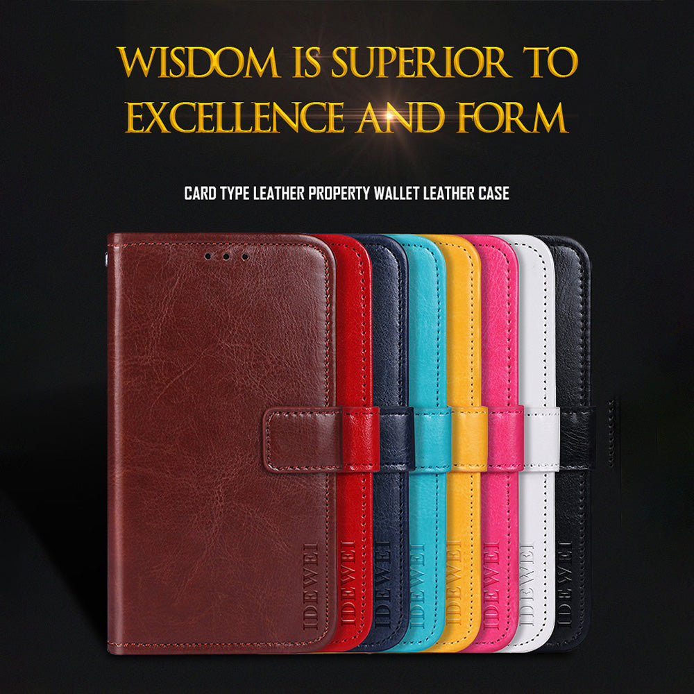 IDEWEI Crazy Horse Texture PU Leather Wallet Stand Case Phone Shell for Sony Xperia 5 III 5G