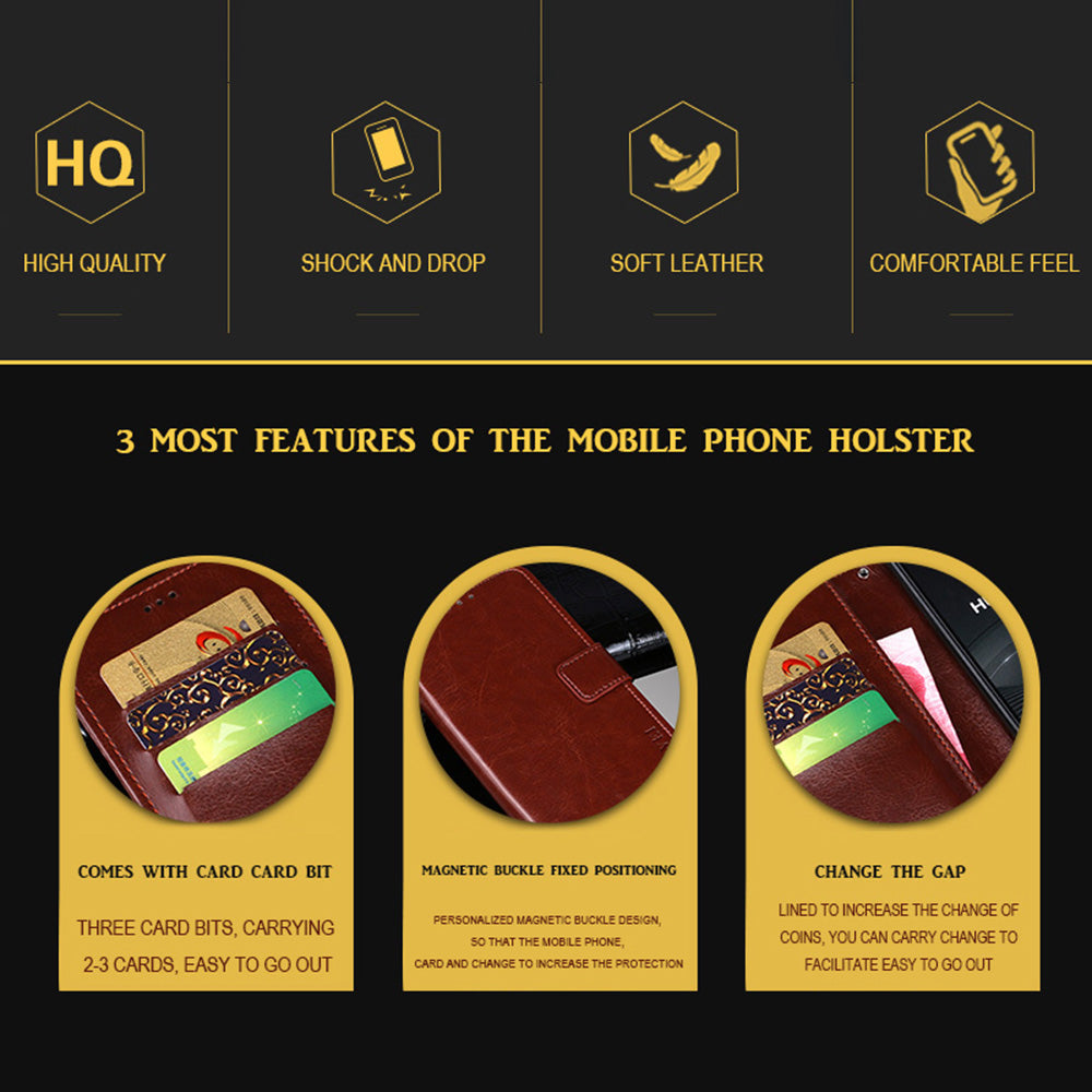 IDEWEI Crazy Horse Texture PU Leather Wallet Stand Case Phone Shell for Sony Xperia 5 III 5G